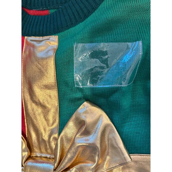 Tipsy Elves Women's Present Ugly Christmas holiday Sweater red green gold Size S - Picture 8 of 13